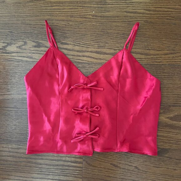 Coquette Silky Cropped Camisole with Boys Adjustable Straps Size Medium Feminine - Picture 7 of 7